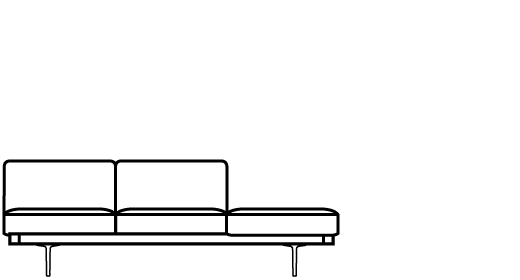 Garner Bench with Square Cushion 75423 Line Drawing 