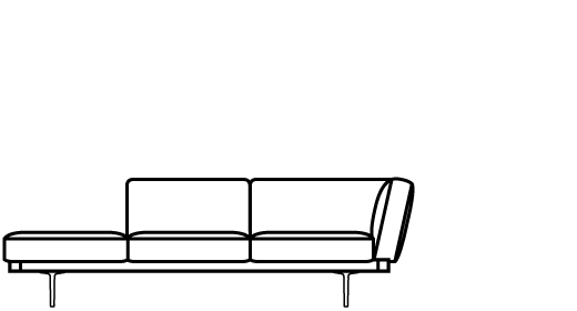 Garner Corner Bench with Square Cushion 75534 Line Drawing 