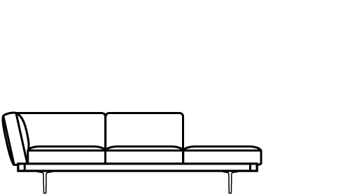 Garner Corner Bench with Square Cushion 75543 Line Drawing 
