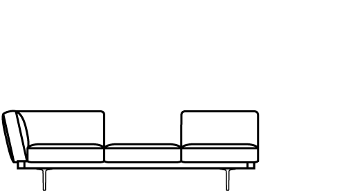 Garner Corner Bench with Square Cushion 75546 Line Drawing 
