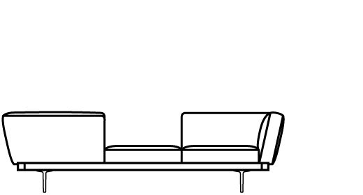 Garner Front and Back Facing Bench with Square Cushion 75666 Line Drawing 