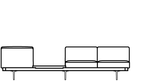 Garner Front and Back Facing Bench with Square Table 75765 Line Drawing 