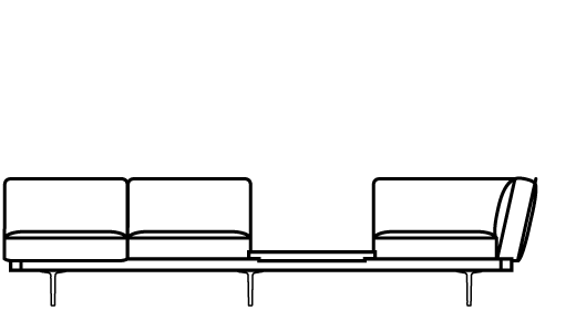 Garner Corner Bench with Square Table 75835 Line Drawing 