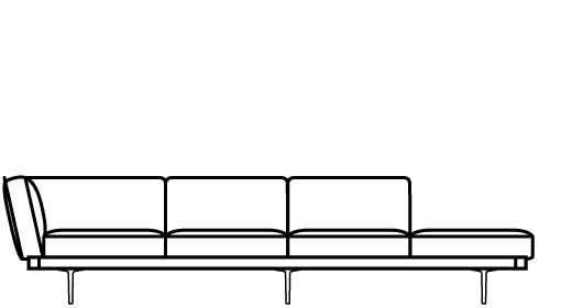 Garner Corner Bench with Square Cushion 75843 Line Drawing 