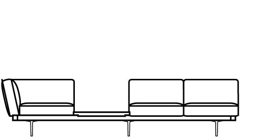 Garner Corner Bench with Square Table 75847 Line Drawing 