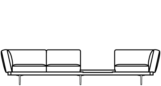 Garner Sofa with Square Table 75955 Line Drawing 