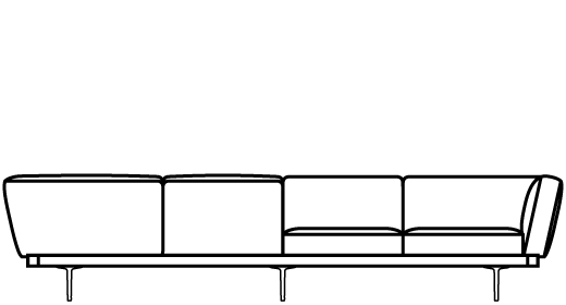 Garner Front and Back Facing Bench 75960 Line Drawing 
