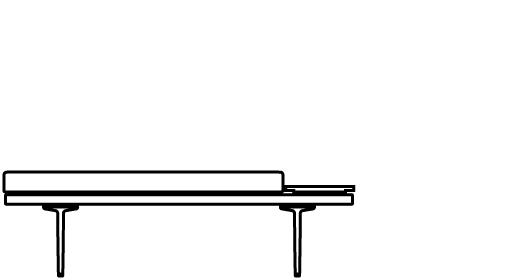Parlez Backless Bench with Rectangular Table 70116 Line Drawing 