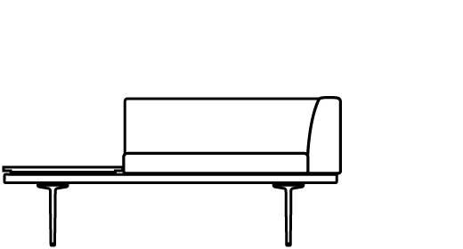 Parlez Bench with Square Table 70432 Line Drawing 