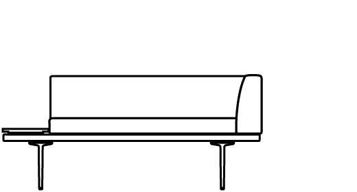 Parlez Corner Bench with Rectangular Table 70437 Line Drawing 