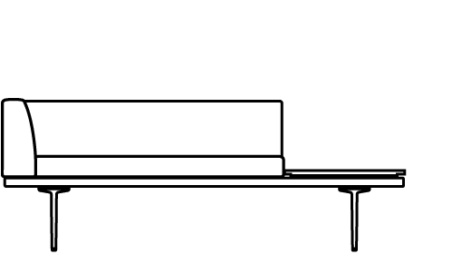 Parlez Corner Bench with Square Table 70541 Line Drawing 