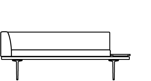 Parlez Corner Bench with Rectangular Table 70546 Line Drawing 