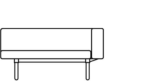 Visit Low Back Single Bench with Arm 68111 Line Drawing 