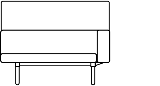 Visit High Back Single Bench with Arm 68131 Line Drawing 