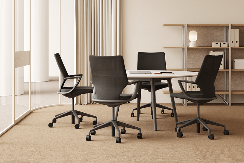 Swurve conference chairs and Syz conference table
