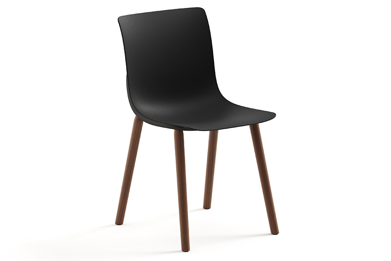 EPIX 76202 Epix side chair, plastic shell, 4-leg walnut base