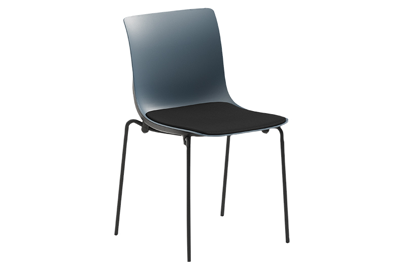 EPIX 76220 Side chair plastic shell with seat pad 4-leg steel base