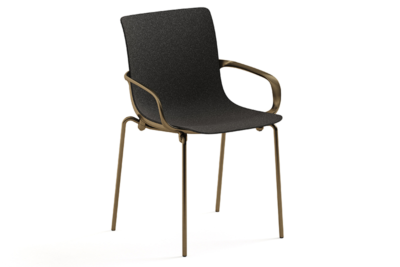 EPIX 76240 Side chair, formed felt shell with arms, 4-leg steel base