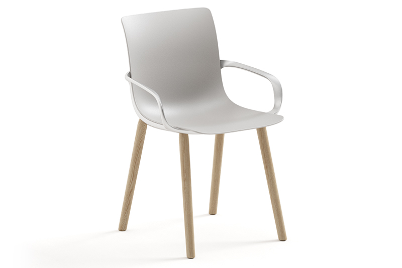 EPIX 76241 Side chair, formed felt shell with arms, 4-leg ash base