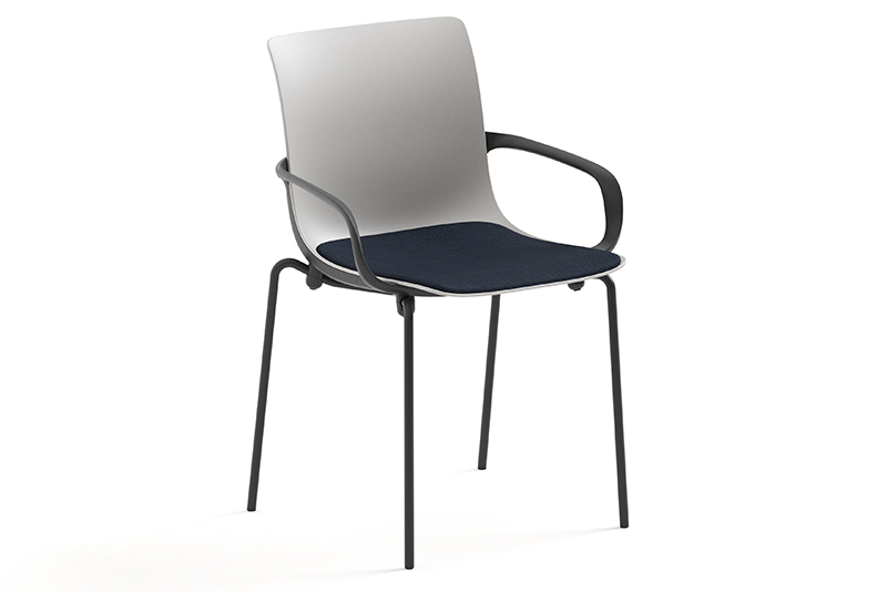 EPIX 76250 Side chair, plastic shell with arms and seat pad, 4-leg steel base