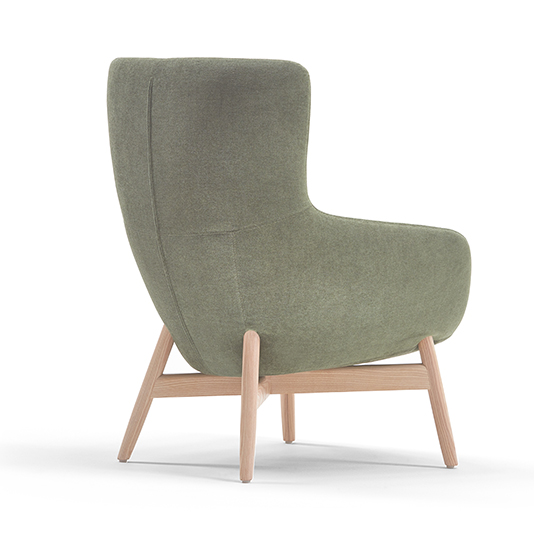 Ellaby mid back lounge chair with ash base back angle view