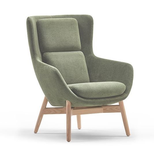 Ellaby mid back lounge chair with ash base