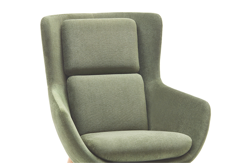 Ellaby mid back lounge chair with ash base front details view