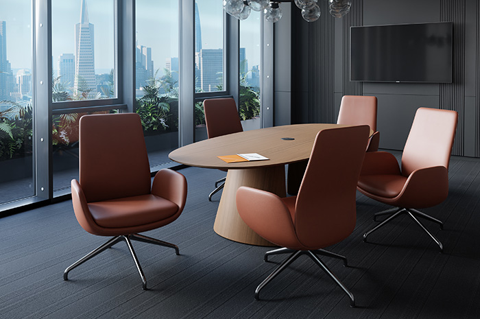 Forsi working lounge chairs around a Forsi table in a boardroom