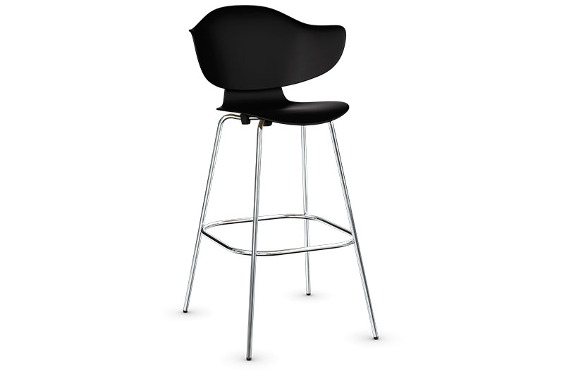 Melete bar stool with arms and seat pad on white background
