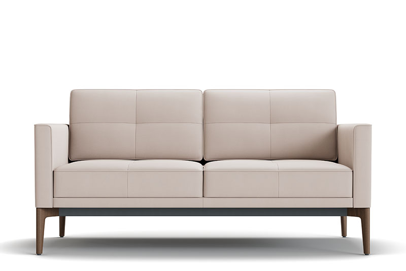 Symm two seater sofa with walnut legs