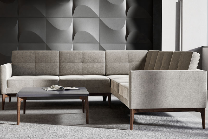 Symm modular sofa with the Symm square occasional table