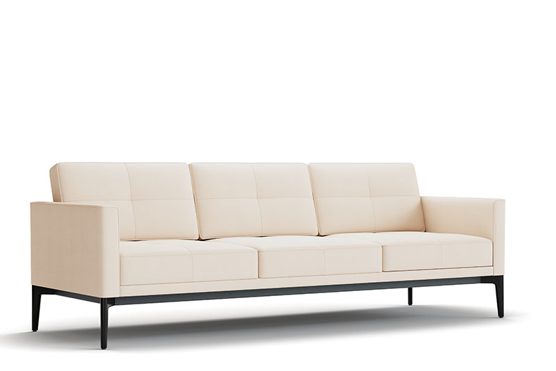 Symm three seater sofa with aluminum legs