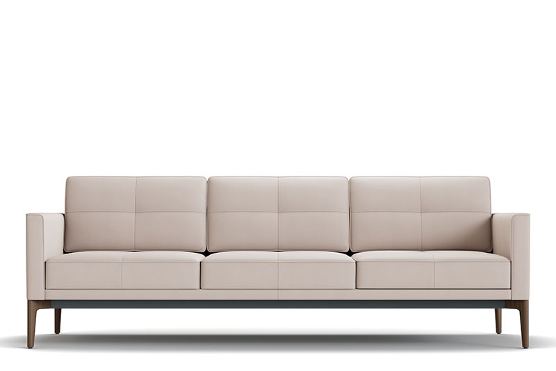 Symm three seater sofa with walnut legs