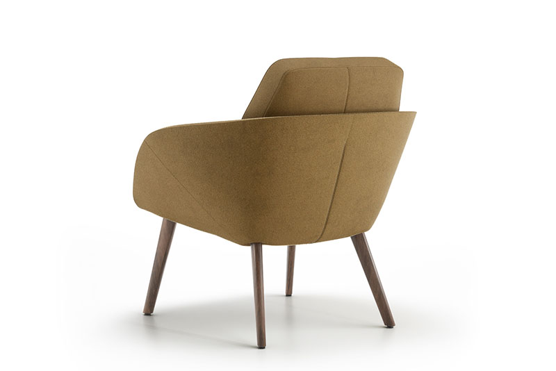 Symm low back lounge chair with walnut base