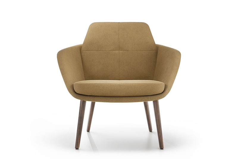 Symm low back lounge chair with walnut base