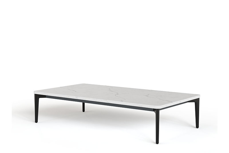 Symm rectangle occasional table with aluminum base