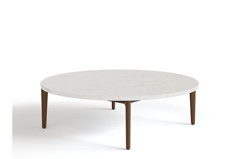 Symm round occasional table with walnut base