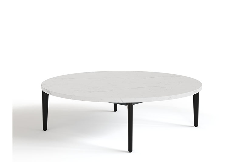 Symm round occasional table with aluminum base