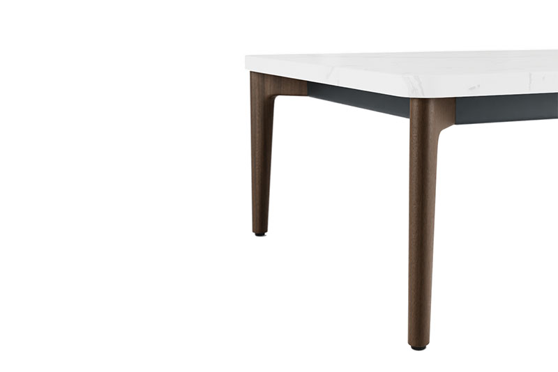 Symm square occasional table with walnut base leg details