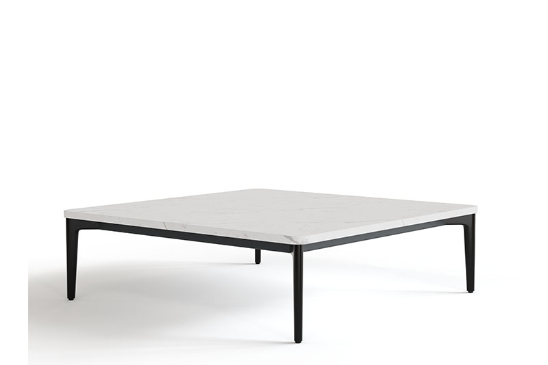 Symm square occasional table with aluminum base