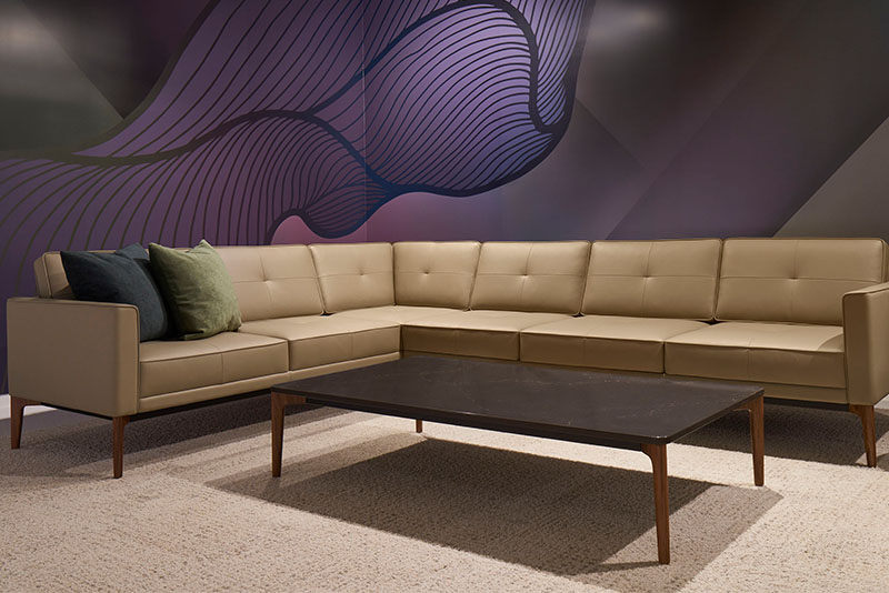 Symm modular sofa with the Symm rectangle occasional table