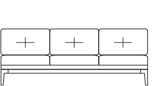 Symm three seater bench line drawing 