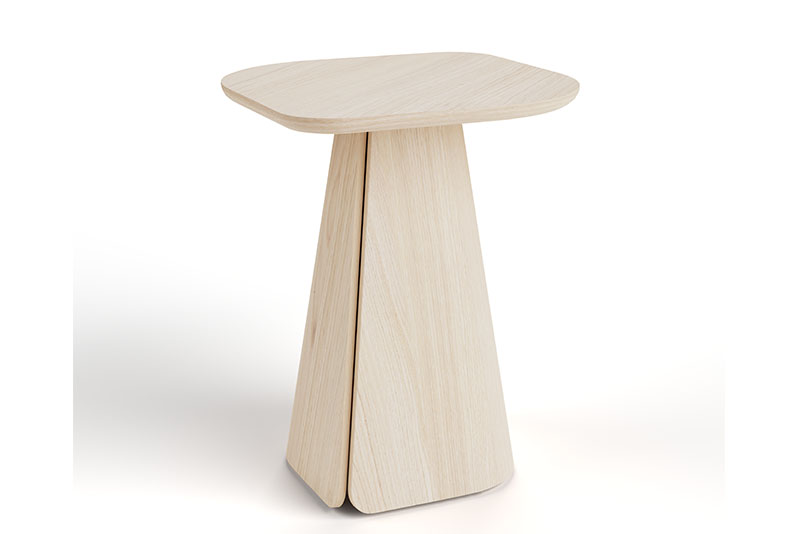 Fold side table with ash base on white background