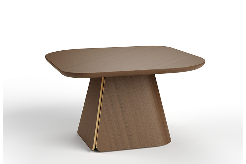 Fold square occasional table with walnut base on white background