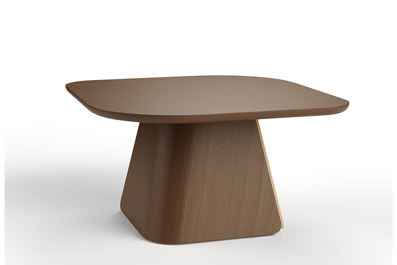 Fold square occasional table with walnut base on white background