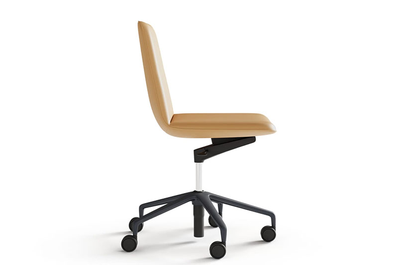 Swav armless low back conference chair side profile on white background