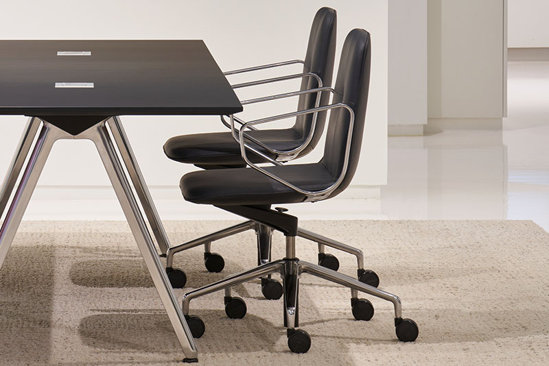 Swav low back conference chairs around the GSD conference table with power